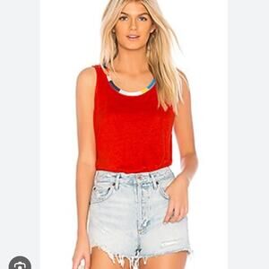 Splendid x MARGHERITA Ciao Bella Tank 100% Linen Red Size‎ Small